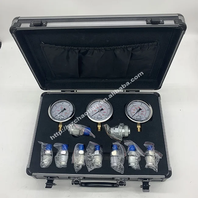 

excavator spare parts 3 Gauge Hydraulic Pressure Gauge Set Diagnostic Test Kits