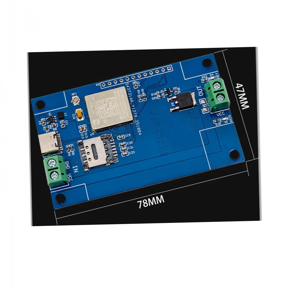 Фото Модуль переключателя MOS с одним каналом 4G AIR780E, питание DC5-60V, N-MOS, слот для Nano SIM, поддержка AT-команд, для вторичной разработки №4