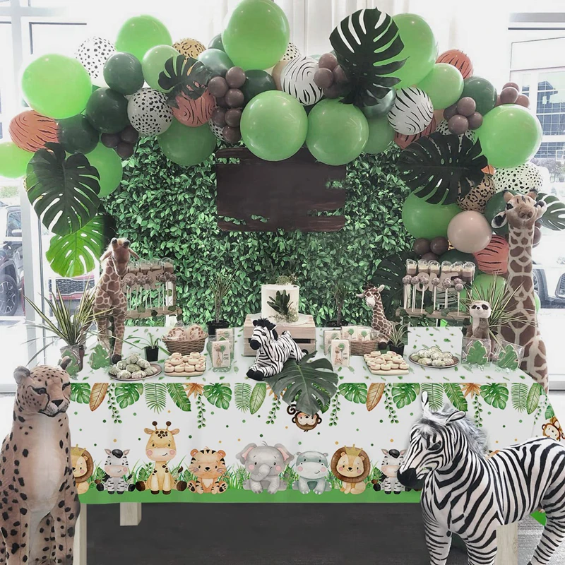 

Zerolife Wild One 1St Birthday Forest Animal Tableware Jungle Safari Birthday Decoration Party Supplies Paper Cup Napkins Banner