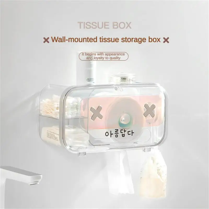 

Wall Mounted Tissue Box Simple No Need To Punch Holes Multifunctional Storage Box Innovative Design Multicolor Tissue Box