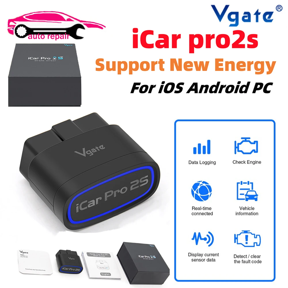 Новый Vgate iCar Pro 2S ELM327 Bluetooth 5.3 для Android/IOS/ПК OBD2 Автомобильный диагностический
