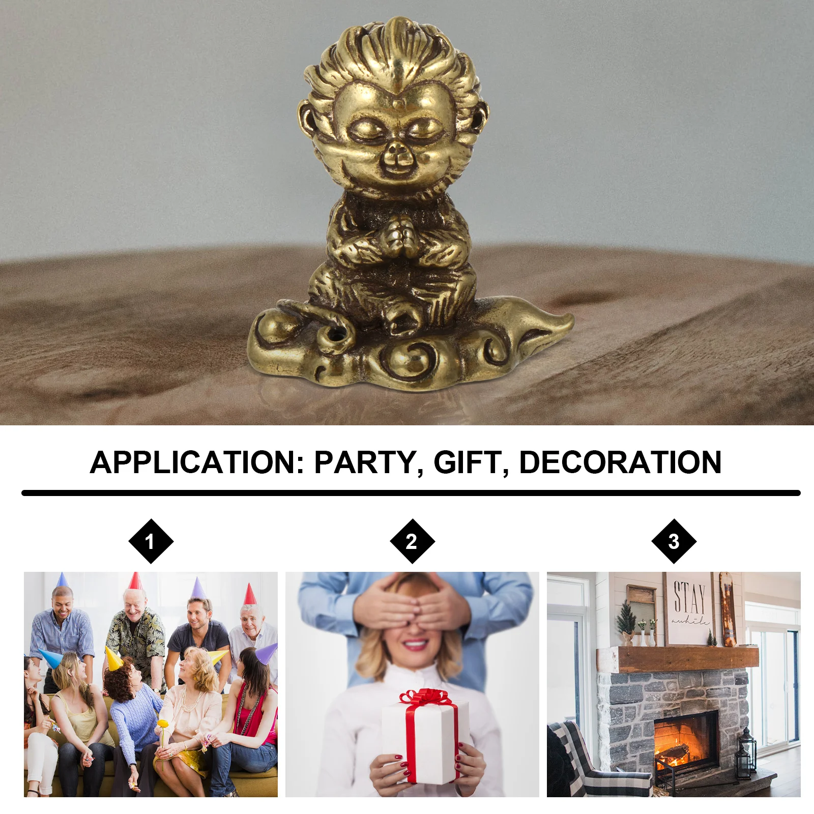 Сунь Укун украшения миниатюрная статуя Король обезьян латунь Будда медь ретро