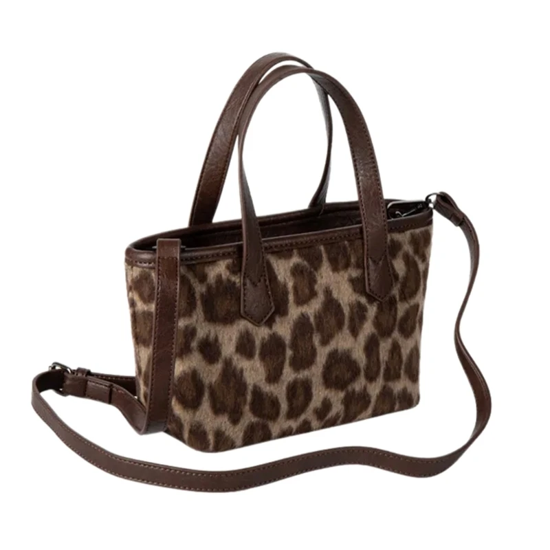 Плюшевая сумка через плечо с леопардовым принтом для женщин маленькая из