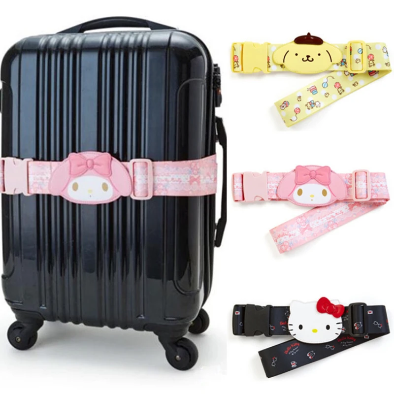 

Cartoon Kawaii Sanrio My Melody Suitcase Bundle with Luggage Packing with Trolley Case Travel Consignment Reinforcement Belt
