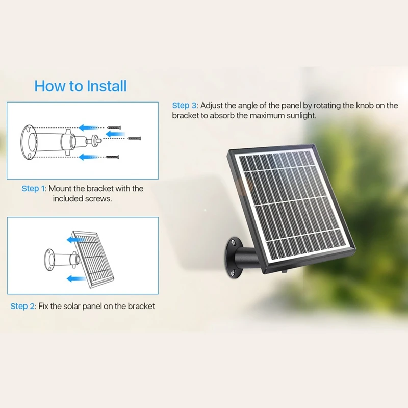 50W Solar Panel IP66 Waterproof Continuously Supply Power For Ring Spotlight Camera/Stick Up Cam Battery Charger