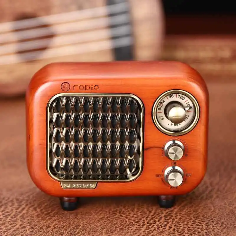 

Classical Retro Radio Receiver Portable Mini Wood Vintage FM SD MP3 Player Stereo Bluetooth Radios Speaker AUX USB Rechargeable