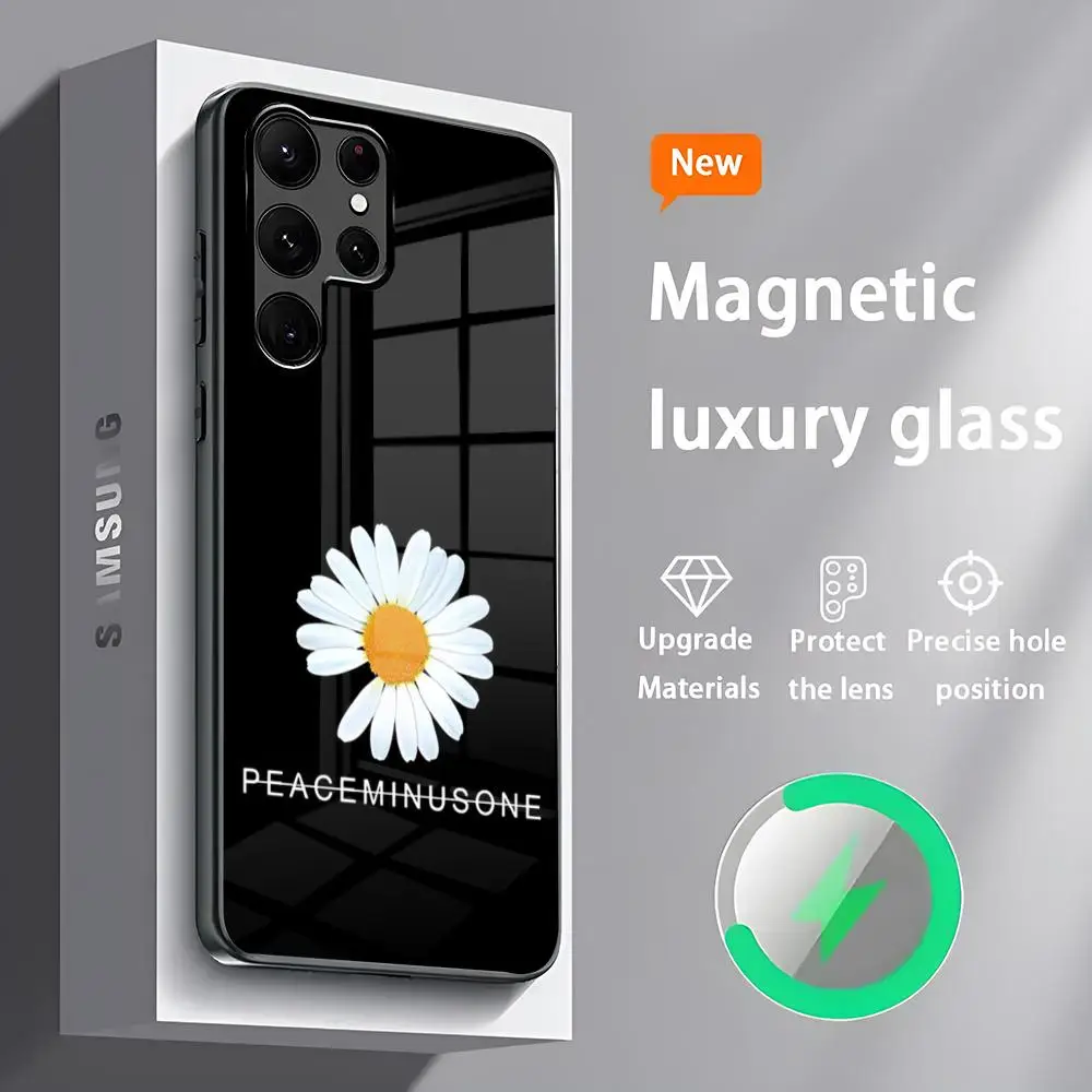 Модный чехол для телефона P-Peaceminusone Samsung S 25 S24 S23 S22 S21 S20 Plus Ultra Note20 стеклянный