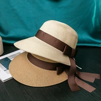 straw hat womens retro shade woven hat sun protection straw hat vacation beach hat wide brim sunshade