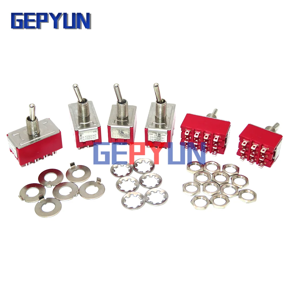 1 шт., миниатюрный переключатель, красная лампа, Φ 250V 2A 125V 5A 9pin/12pin 2/3 позиции