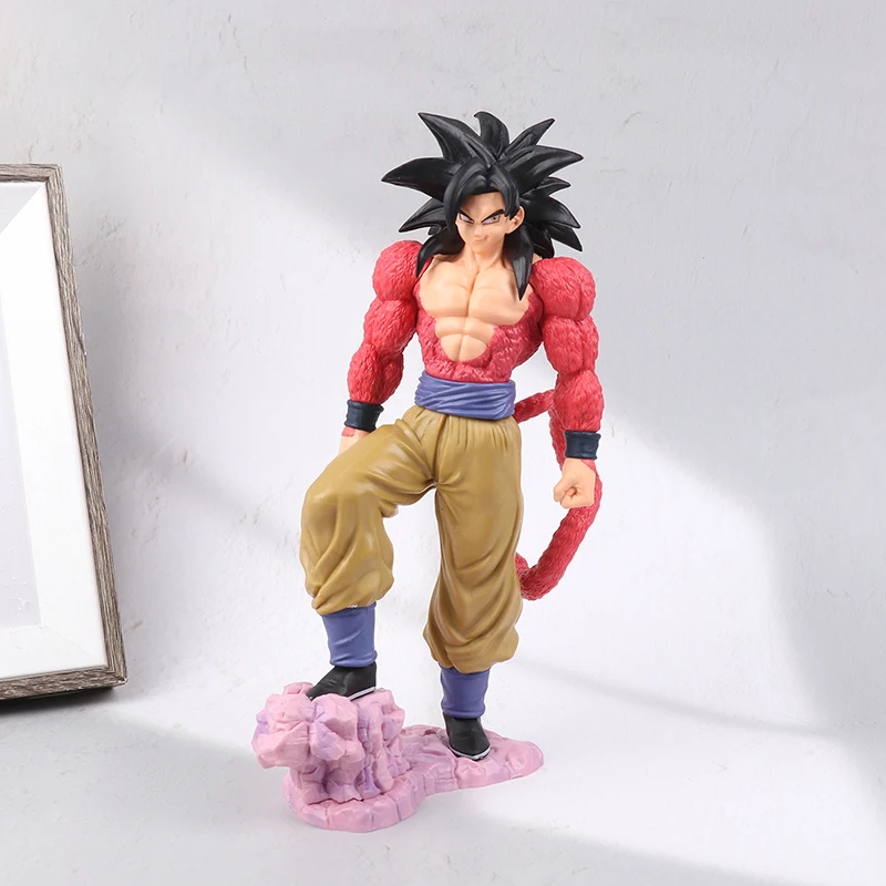 

25cm Anime Dragon Ball Z Action Figure Son Goku Super Red Hair Saiyan 4 God Fighting Figurine PVC Collectible Model Toy Kid Gift