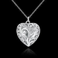 fashion brand 925 stamp silver crystal heart pendant necklace for women party engagement wedding gifts jewelry