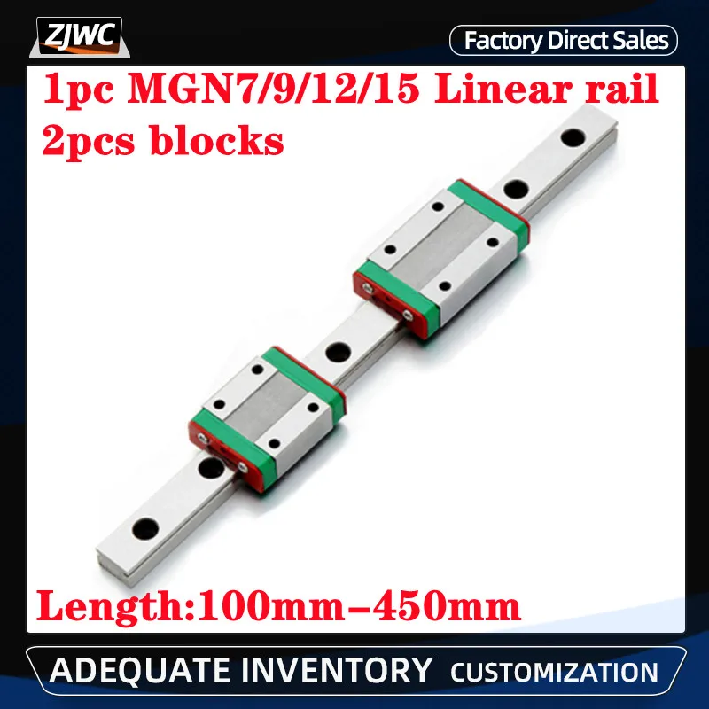 1 шт. линейная направляющая MGN12 MGN15 MGN7 MGN9 100 150 200 250 300 400 450 мм миниатюрная + 2 MGN7C MGN9C