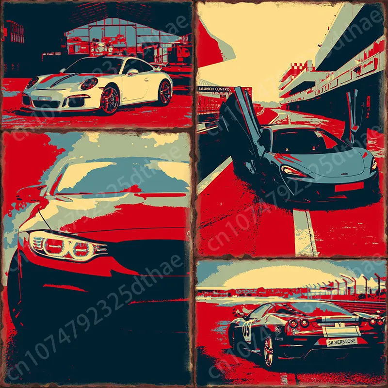 

Racing Car Vintage Metal Signs Tin Sign Retro Garage Decor custom Plaques Metal Plaque Repair Shop Wall Decorative Iron Plate