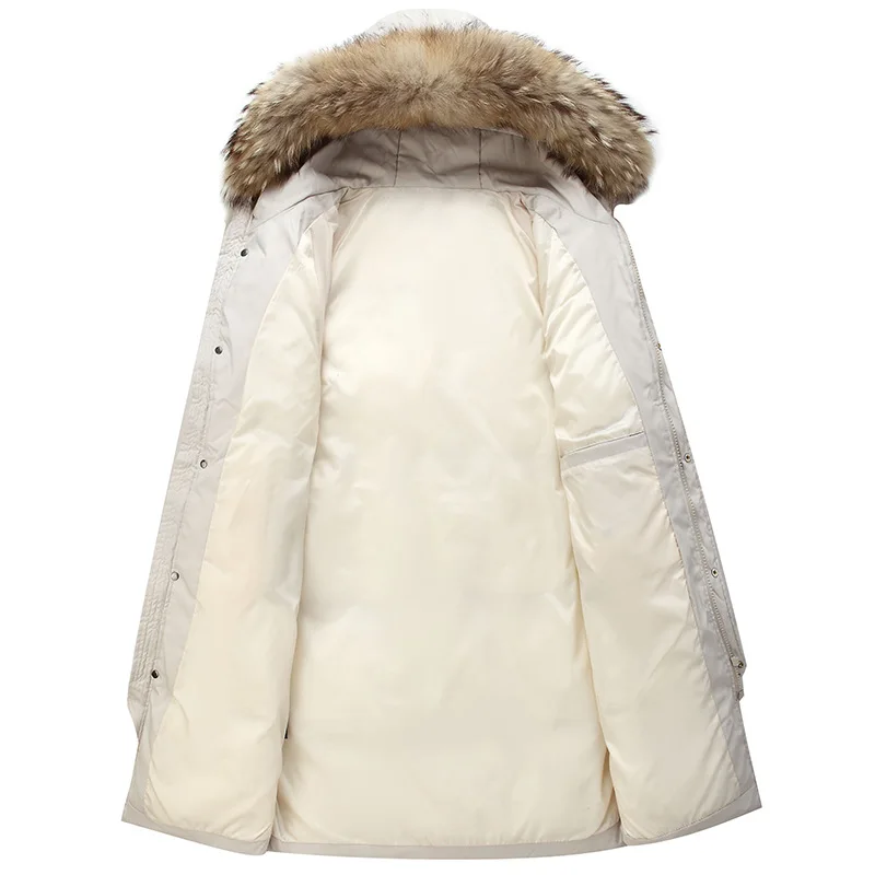 New Winter Fashion Down Jacket Padded Jacket Men Hooded Warm and Long Parka Coat White Duck Down Men Winter Down Jacket Parkas