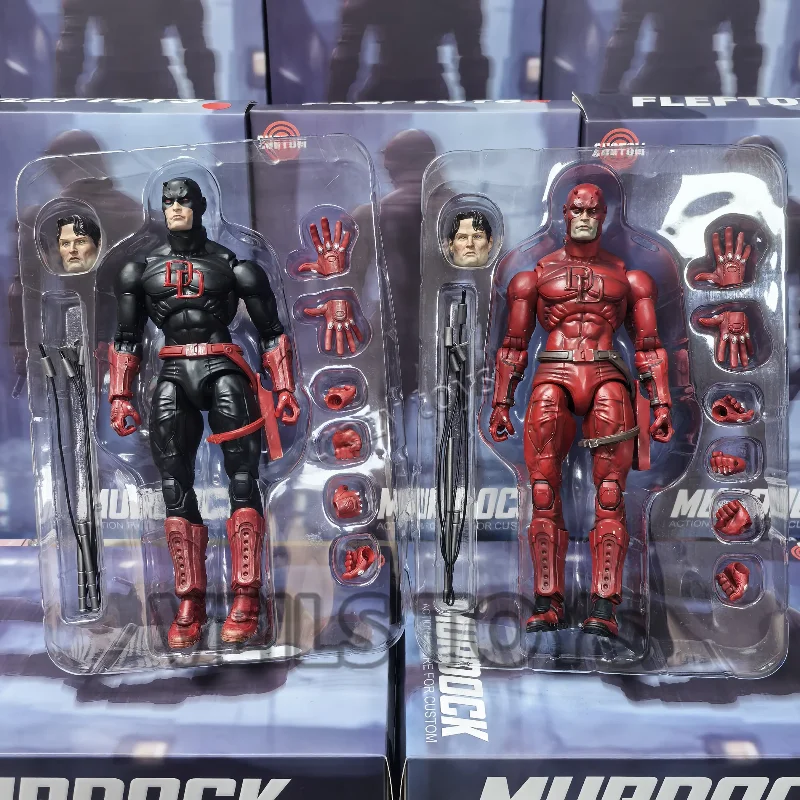 Фото В наличии: FlefToys Marvel Daredevil Classic Red & Shadowland Reborn Black 8-дюймовая фигурка Defenders Matt Murdock Legends Model №2