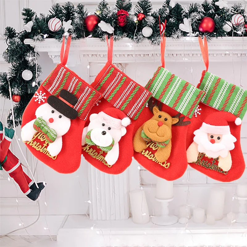 

Счастливого Рождества носки Санта-Клаус Снеговик Рождественская елка подвесные украшения Рождественский подарок мешок для конфет Рождество 2023 новогодние украшения