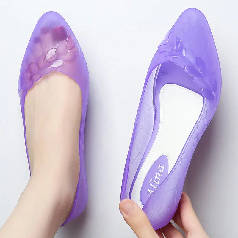 

FHANCHU 2022 Women Crystal Sandals,Summer PVC Jelly Beach Shoes,Pointed Toe,Transparent,Green,Purple,Pink,Grey,Dropship