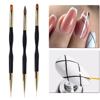 double head french stripe brushes for manicure liner brush 3d tips ultra thin line drawing pen uv gel painting brushes nail art