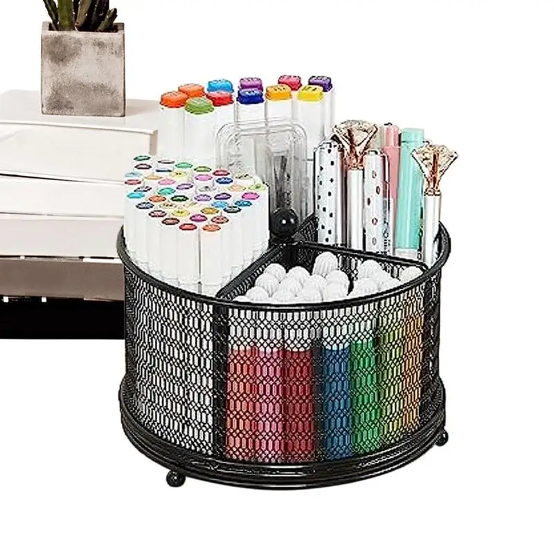 Organizer Mesh Desk Organizer With 360-degree Rotating Supply Storage Box Caddy Desktop Stationery And Art Supply