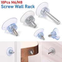 10pcs bathroom kitchen holder rails storage hanger transparent suction cup suckers screw wall rack wall hook