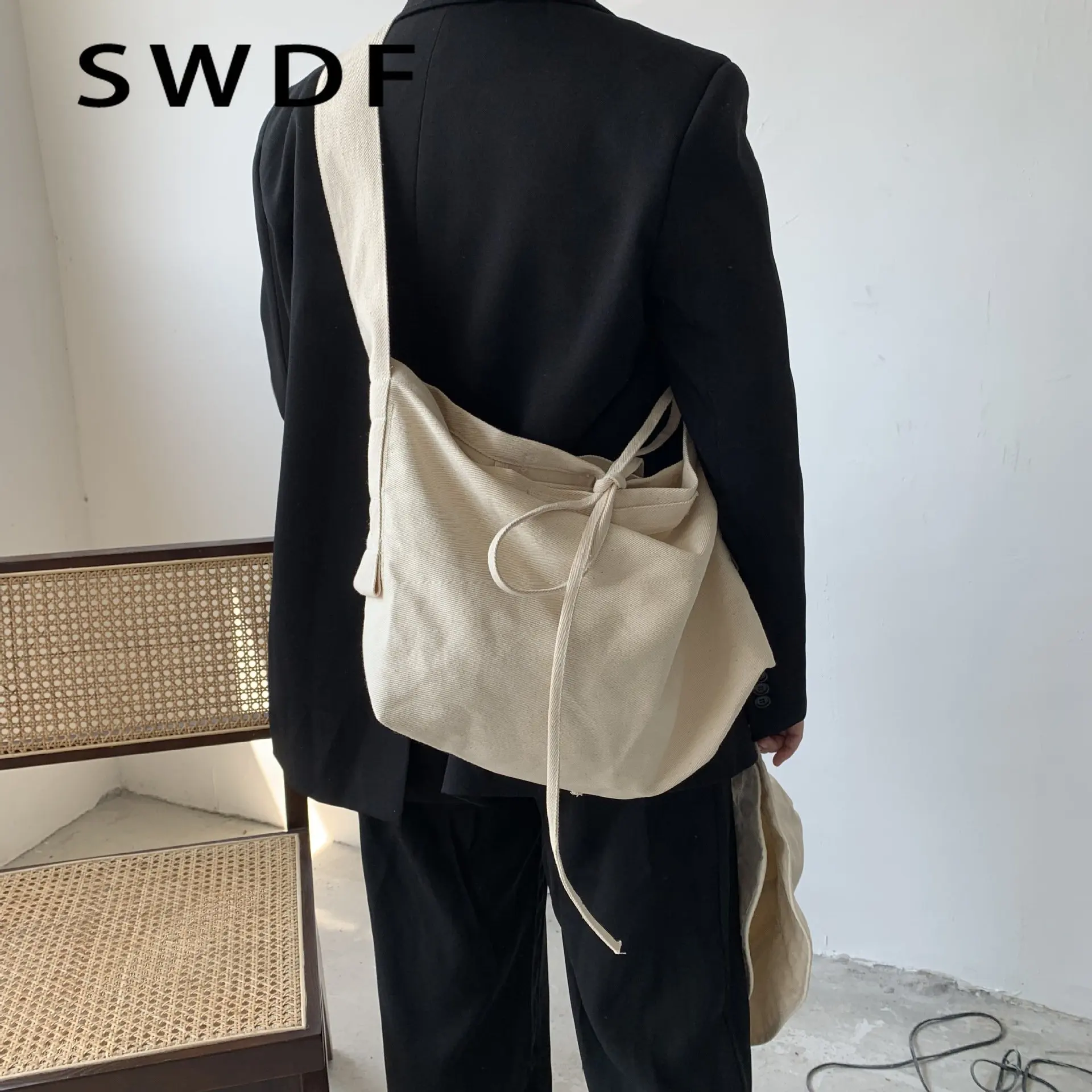 

Женская Повседневная бандажная сумка через плечо, Холщовая Сумка через плечо, Женская многофункциональная сумка-мессенджер, Студенческая ...