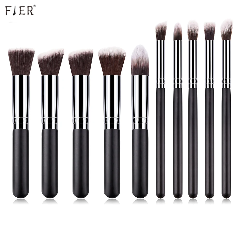 

FJER Classic Eyeliner Makeup Brushes Set Eyeshadow 10pcs Foundation Powder Blush Concealer Eye Cosmetic Face Beauty Tool