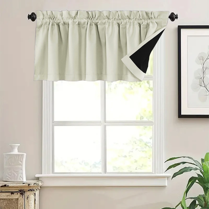 Фото 100% затемняющая кухонная короткая штора W106cm x H30cm 2PCS, W132cm x H61cm 2PCS №5
