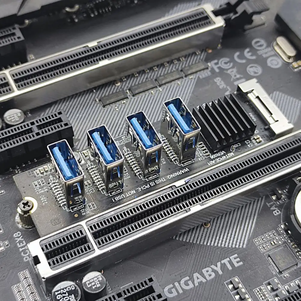 

Riser Card Professional High-speed USB 3.0 M.2 NVME KEY-M to 4 Ports PCI-E 1X Graphics Expansion Card for Miner