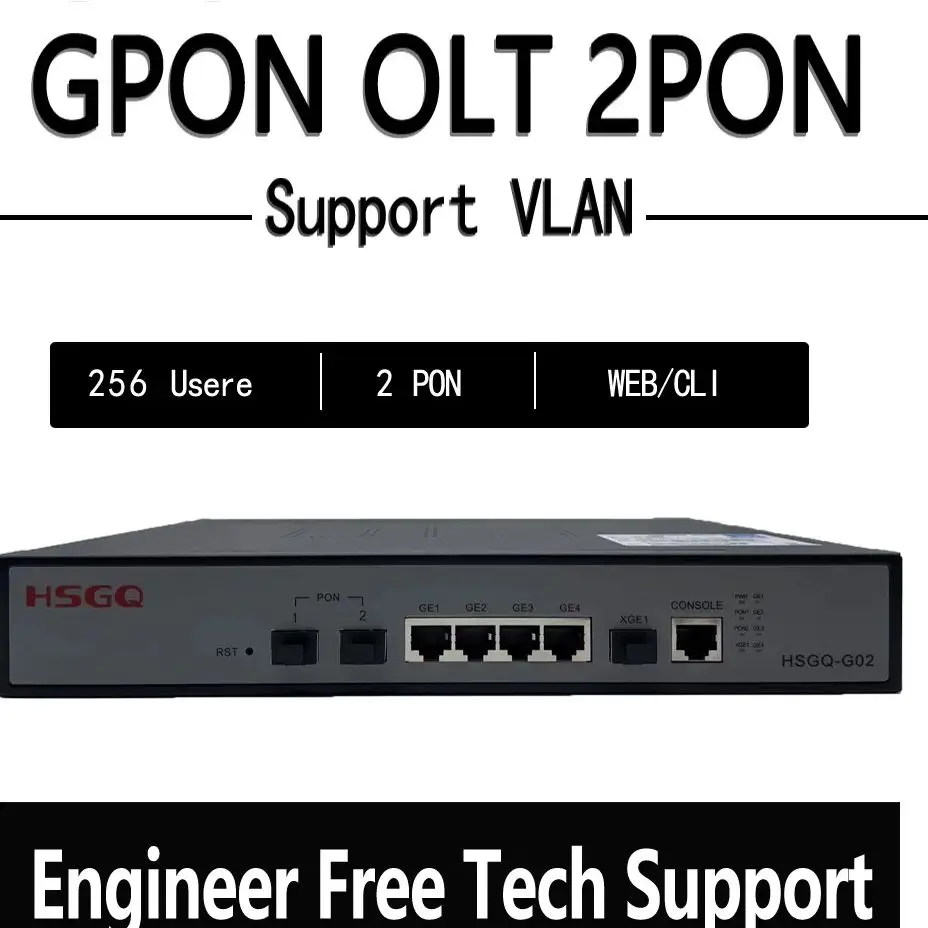 Mini 2PON GPON OLT 2 portas SFP 256 ONU 10G Uplink 100-240V AC 12V DC Power