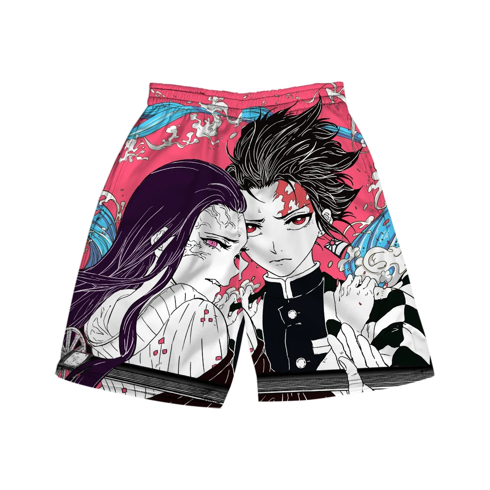 Japanese Anime Shorts Ghost Slayer Peripheral Clothes 2022 Summer Thin Hip Hop Hawaii Beach Casual Print Elastic Waist Men Women