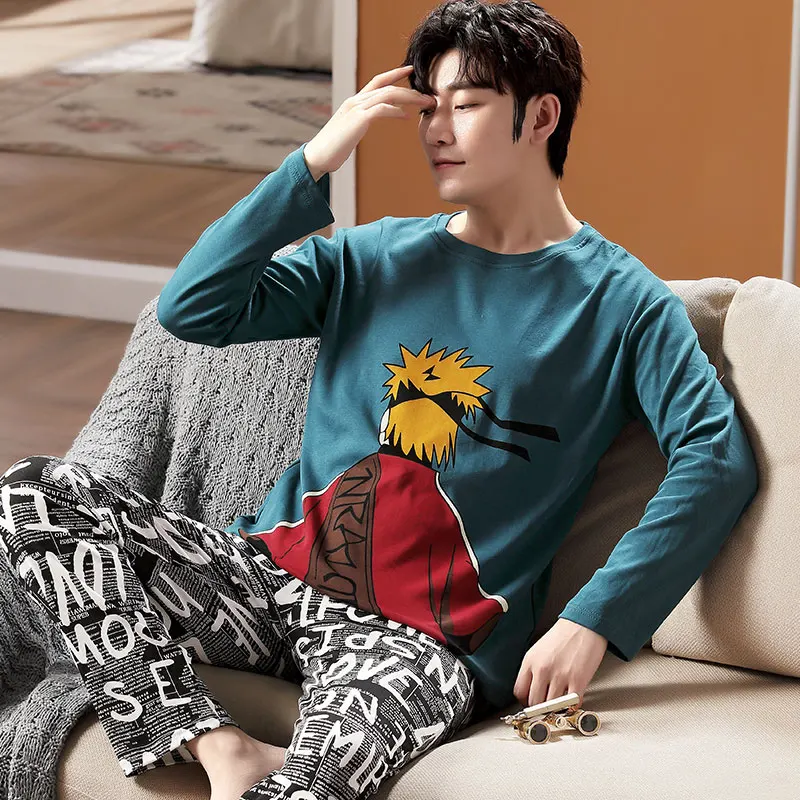 Пижамный комплект с героями мультфильмов Наруто осень-зима аниме длинным