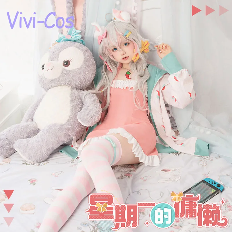 

Vivi-Cos Anime Virtual Youtuber Kagura Nana Daily Pajamas Cosplay Costume Cute Sweet Uniform Halloween Role Play Suit S-XXL