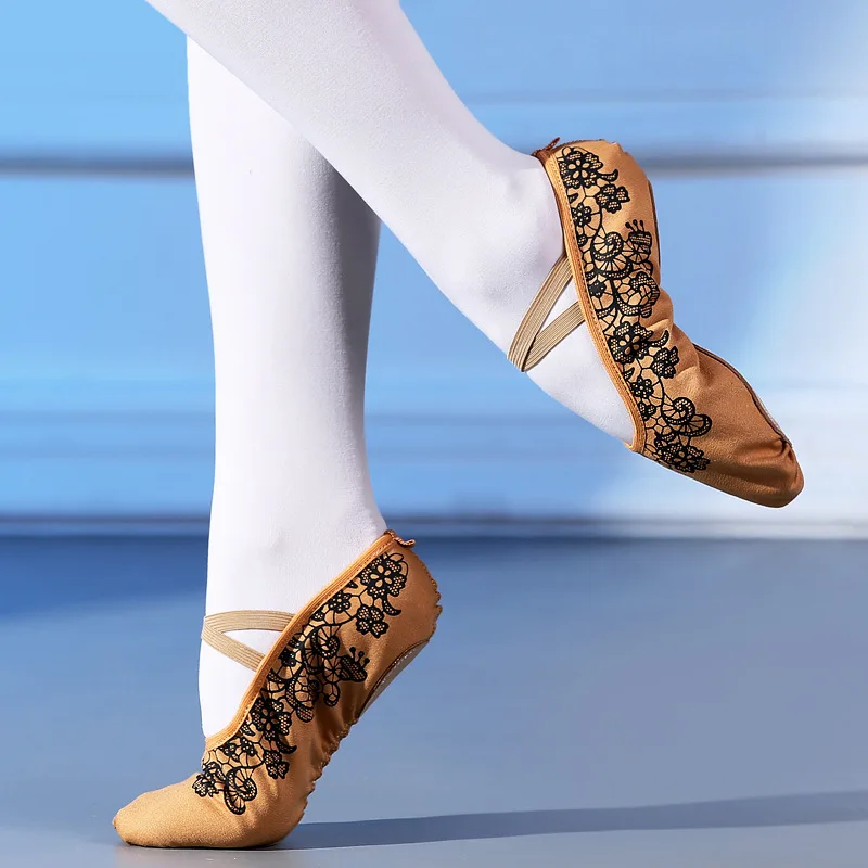 

Профессиональные балетки с принтом для девочек; Танцевальные шлепанцы на плоской подошве; Парусиновые на мягкой подошве; Женские балетки д...