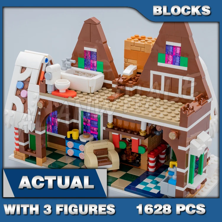 

1628pcs Creative Expert Winter Village Gingerbread House Candy Buttons Chimney 78001 Building Blocks Toy Compatible With Model