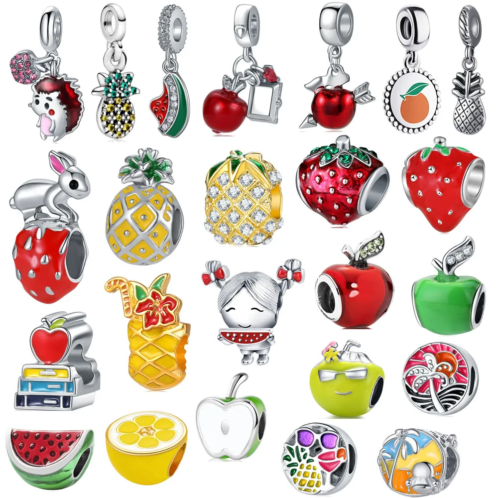 1 шт. новый милый кулон в виде фруктов ананаса лимона яблока подходит для шармов