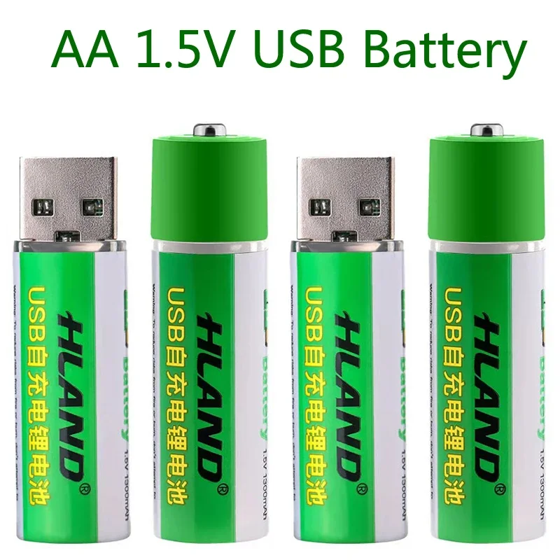 

Литий-ионная аккумуляторная батарея большой емкости 1,5 в AA 1300 мАч USB для пульта дистанционного управления Беспроводная мышь + кабель Бесплатная доставка