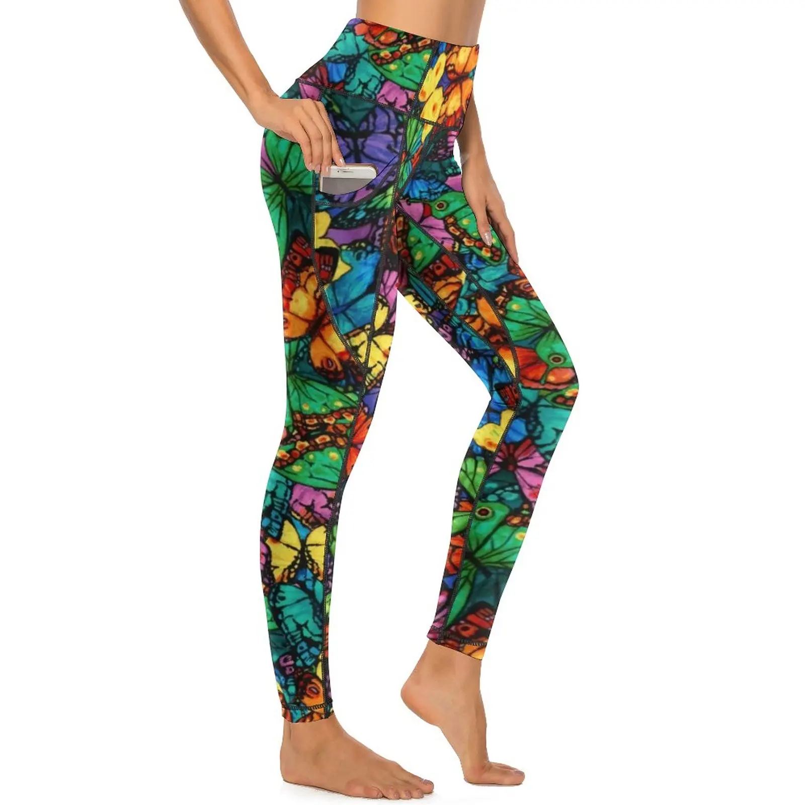 

Colorful Vintage Butterflies Yoga Pants Sexy Butterfly Graphic Leggings High Waist Workout Gym Leggins Quick-Dry Sport Legging
