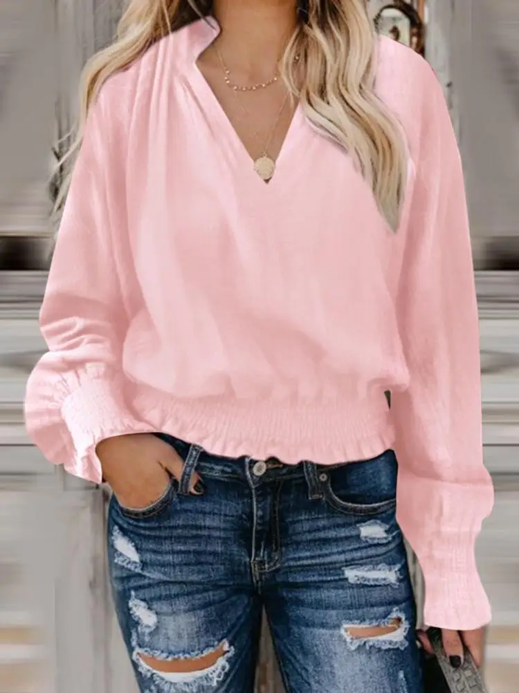 

Celmia женские летние хлопковые топы 2022, модная рубашка с манжетами, Повседневная блуза с длинным пышным рукавом, элегантная плиссированная то...