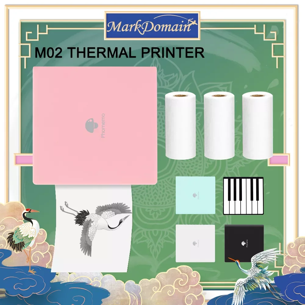 

Термопринтер Phomemo M02, миниатюрный мобильный фотопринтер, термобумажный принтер на клейкой основе, 53 мм, беспроводной Bluetooth кофейный принтер