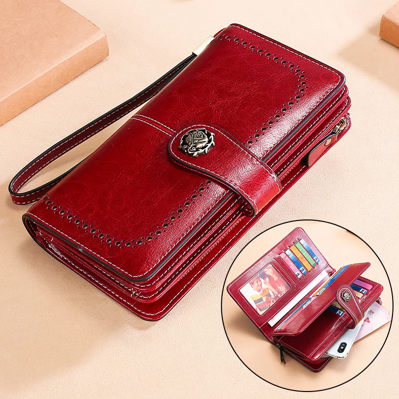 

Fashion Women Leathe Wallets Rfid Female Purse Genuine Leather Ladies Wallet Phone Case Woman Wallet And Purse Card Holder