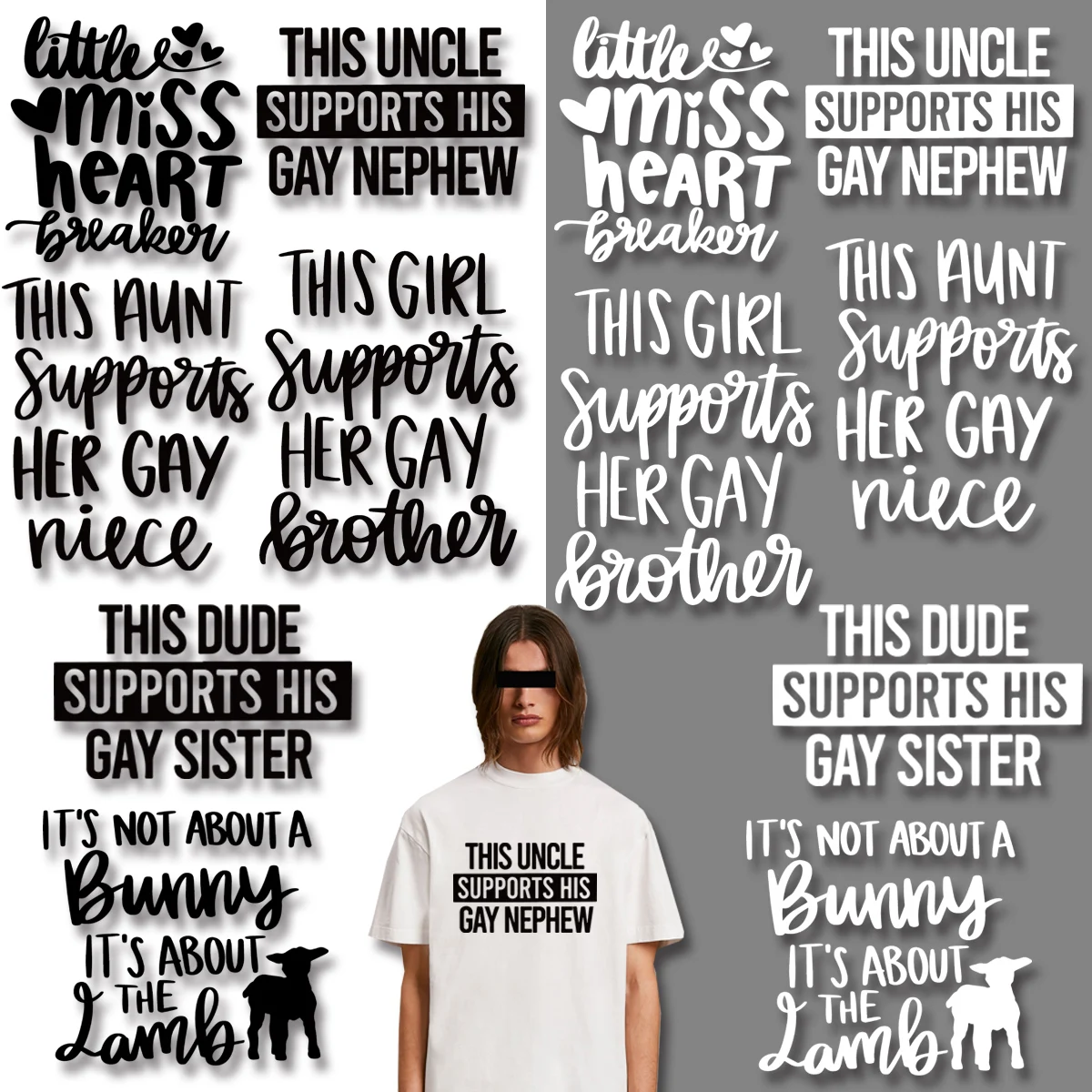 

This Uncle Supports his Gay Nephew Alphabet Animal Lamb Heat Transfer for Clothing Printed Washable Stickers on Fabric