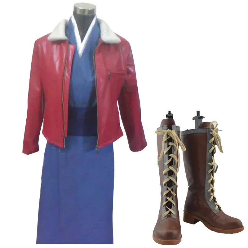 Ainme Cos Kyoukai Ryougi Shiki кожаное пальто косплей костюм школьная форма одежда обувь