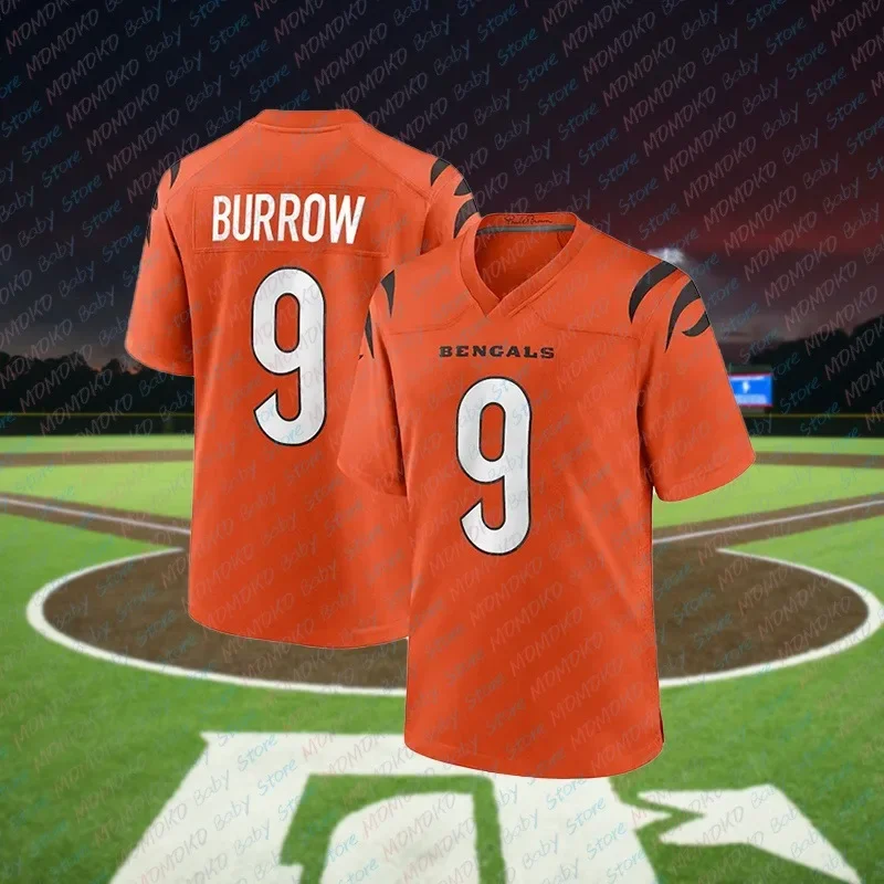 Мужская Футболка Для Регби Bengals Joe Burrow # 9. Высококачественная Дышащая