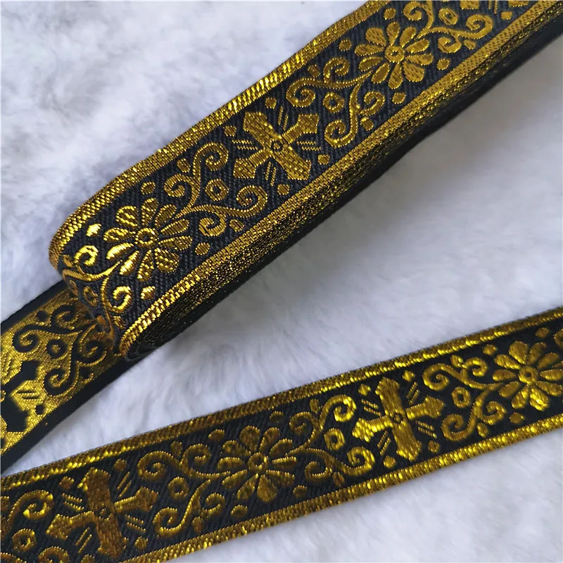 7 Meters 1 Inch 25mm Gold Color Silver Color Vintage Ethnic Embroidery Ribbon Boho Lace Trim DIY Clothes Bag Embroidered Fabric images - 6