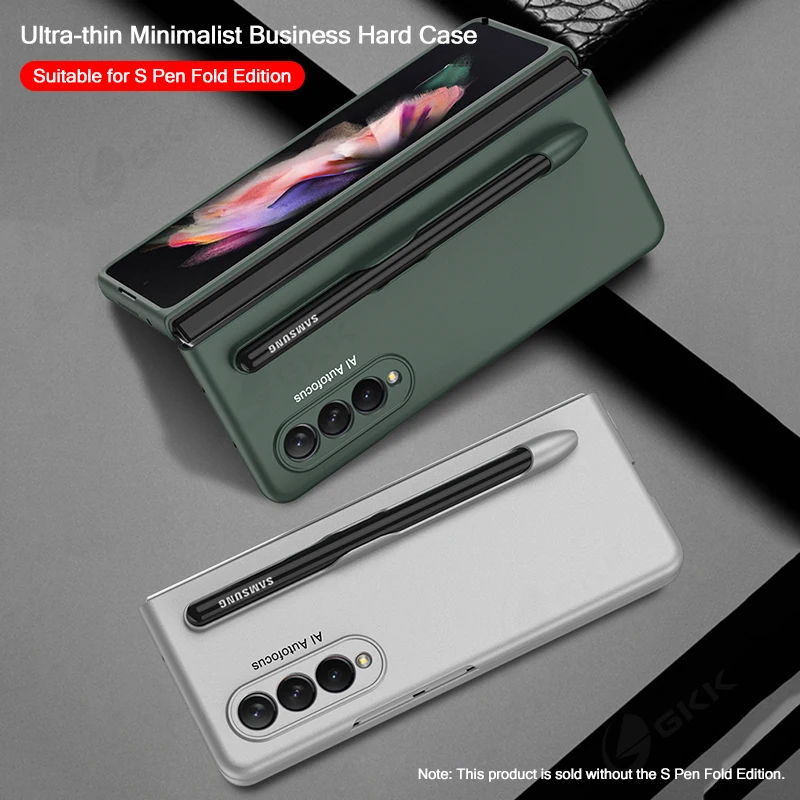 

GKK Ultra-Thin Pen Slot Plastic Case For Samsung Galaxy Z Fold 3 5G Anti-knock Protection Hard Cover For Samsung Z Fold 3 Case