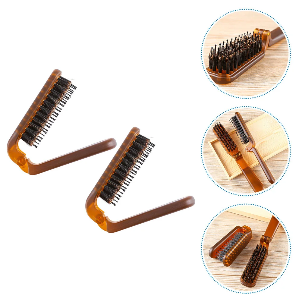 

2 Pcs Folding Comb Travel Hair Brush Women Portable Salon Straight Curl Pocket Hairdressing