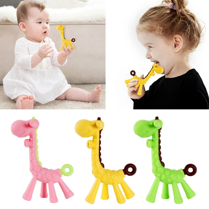 

Giraffe Animal Teether Baby Silicone Teething Toy Toddler Pacifier Accessories