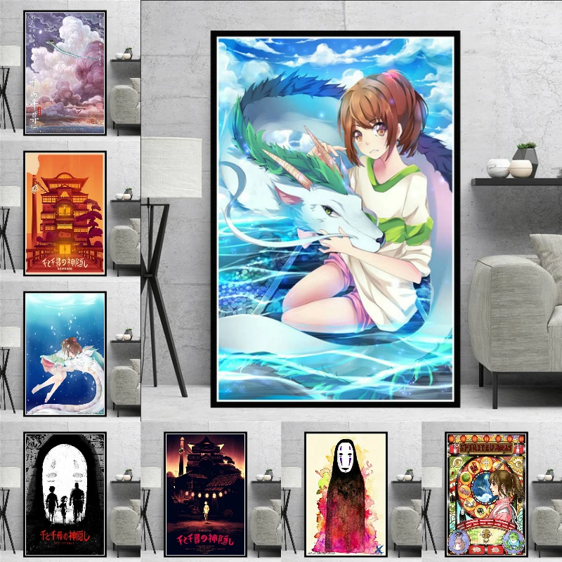 

Spirited Away Japanese Anime Movie Canvas Painting Art Nordic Posters and Prints Wall Pictures for Living Room Decor Frameless