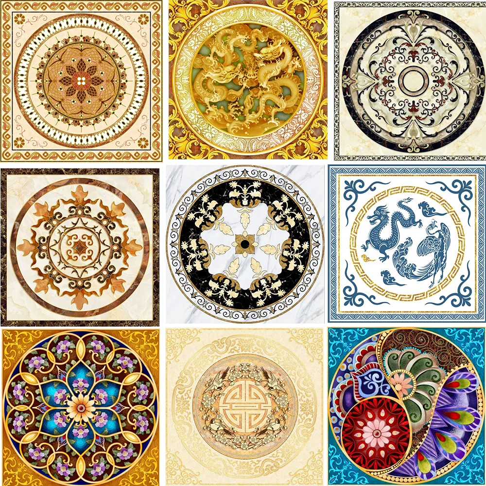 

Classic Chinese Chinese Dragon Phoenix European 3D Stereo Ethnic Flower Bedroom Living Room Square Carpet Mat Area Rug Large