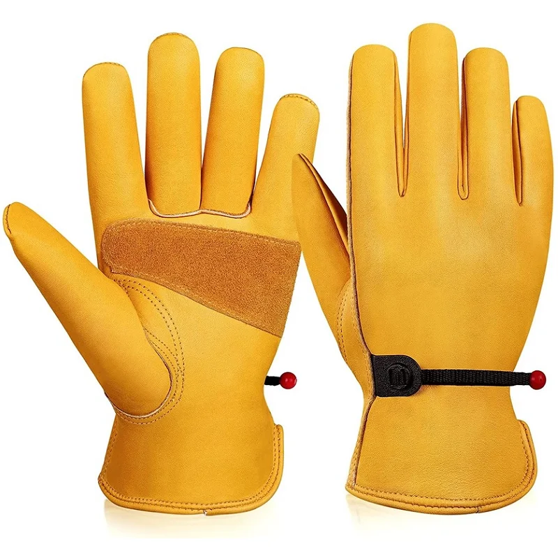 

Рабочие перчатки из гибкой кожи с ручкой, регулируемые перчатки из жесткой воловьей кожи для сада, перчатки из воловьей кожи, перчатки для водителя